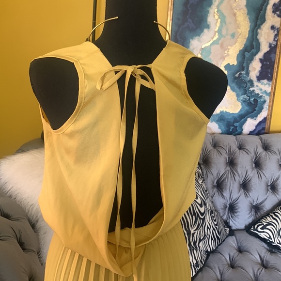 Gold sleeveless pleated leg jumpsuit - Picture 9 of 12